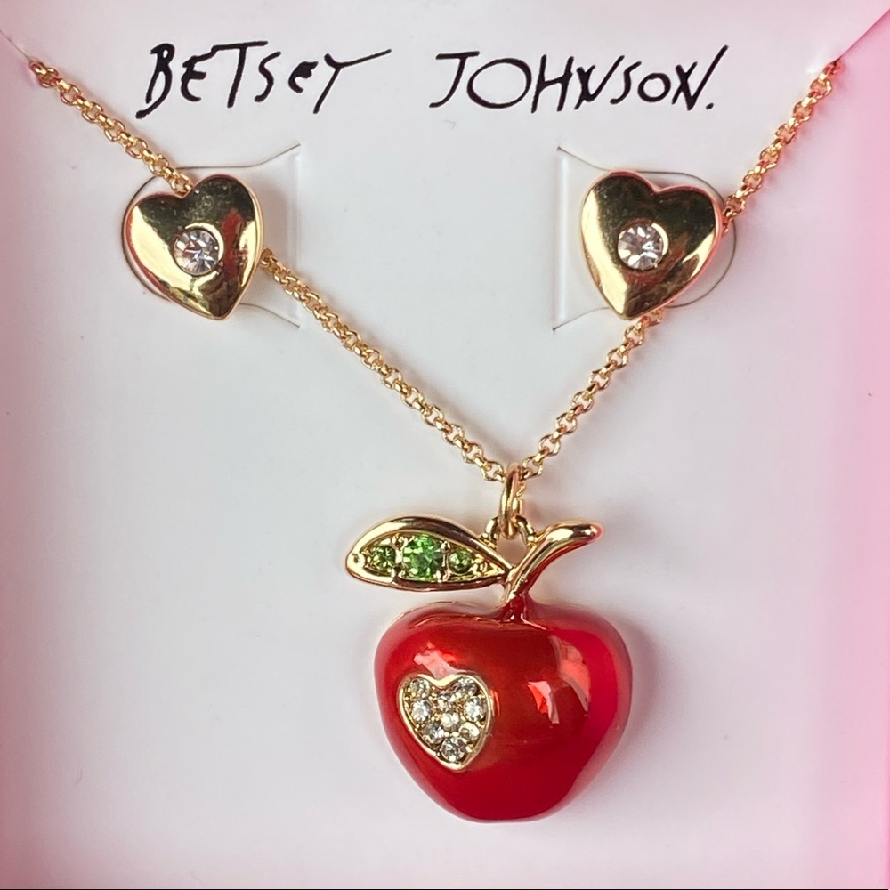New Betsey Johnson BACK TO SCHOOL APPLE SET RED - Picture 9 of 12